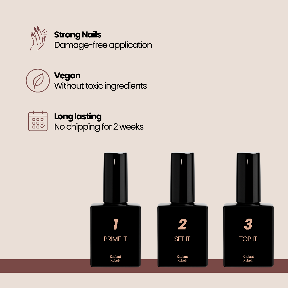 Vegan long lasting nail glue system